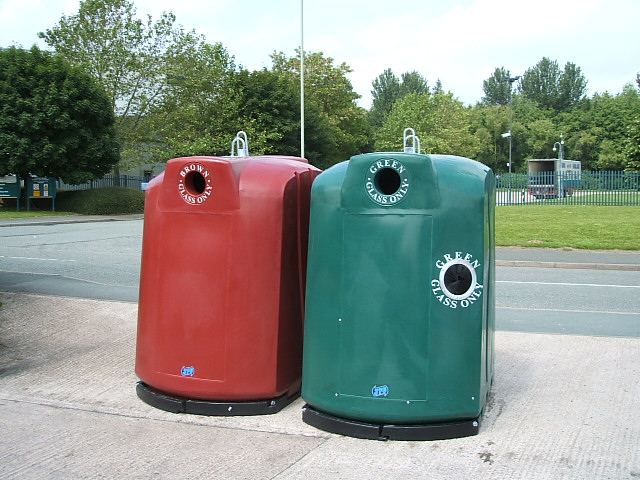 JFC Red and Green Recycling Bins